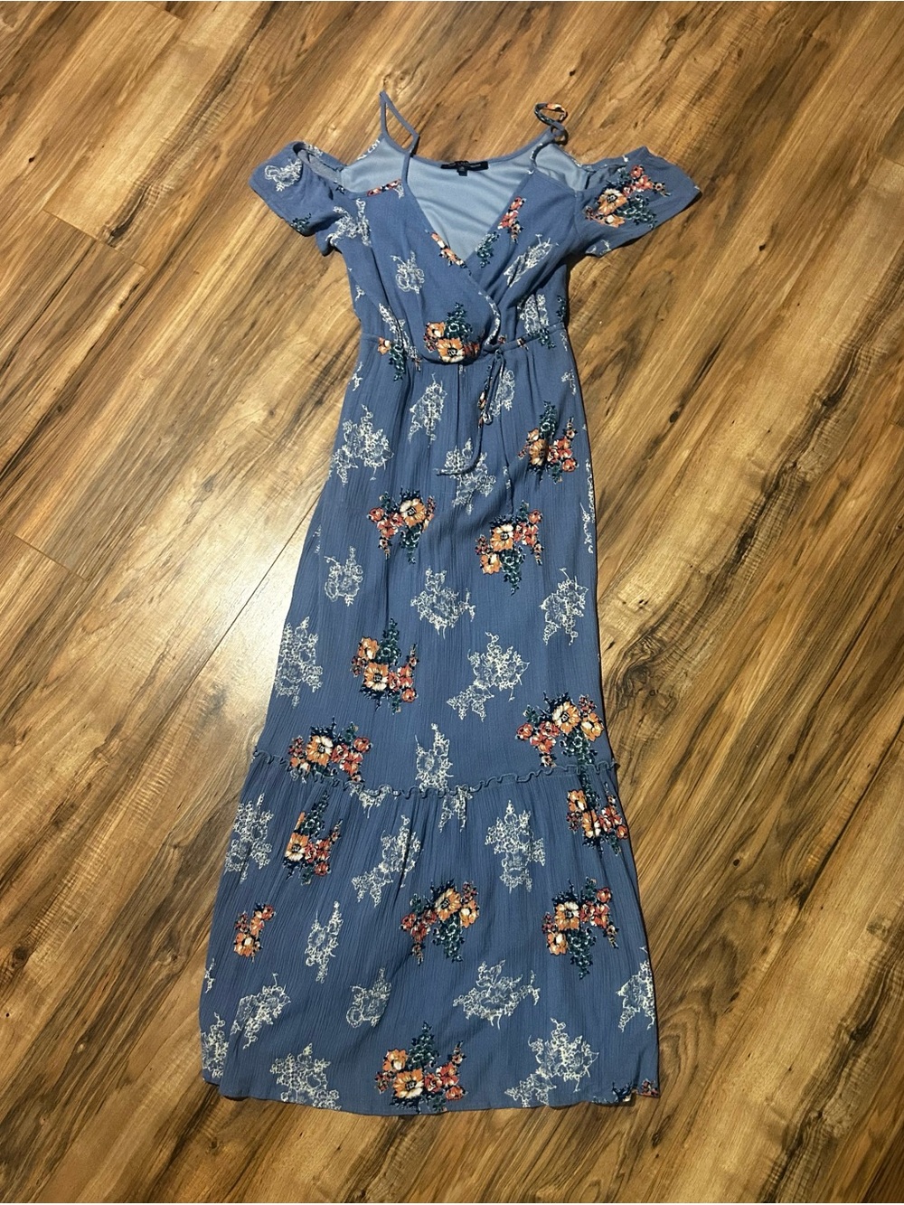 One Clothing Light Blue Floral V-Neck Maxi